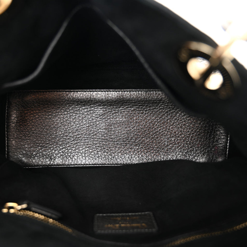 Christian Dior Metallic Grained Calfskin Cannage Medium Supple Lady Dior Steel