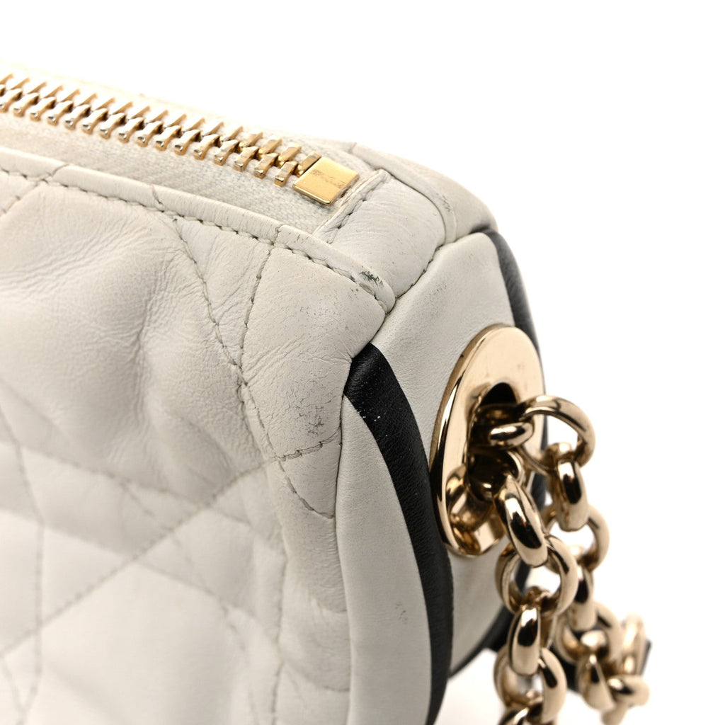 Christian Dior Lambskin Cannage Small Dior Vibe Hobo Bag White
