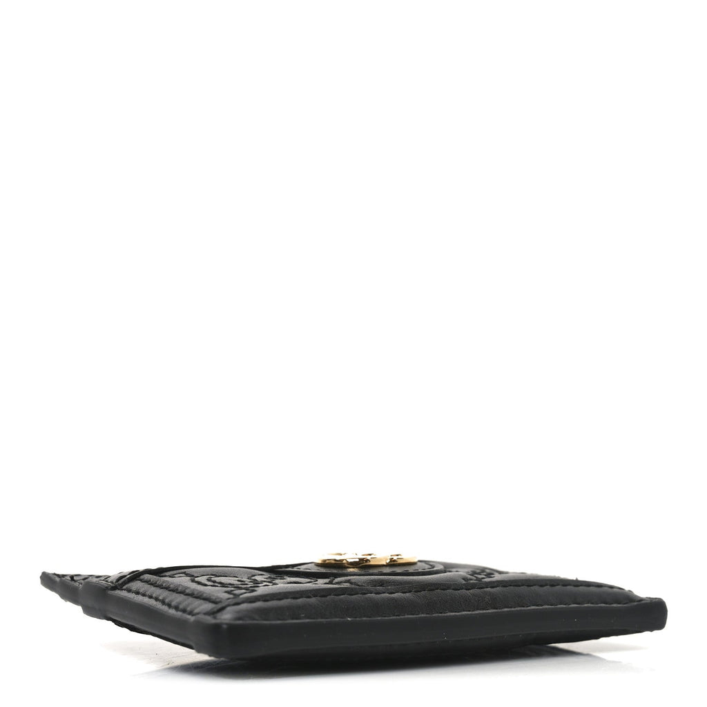 Gucci Calfskin GG Matelasse Card Holder  Black