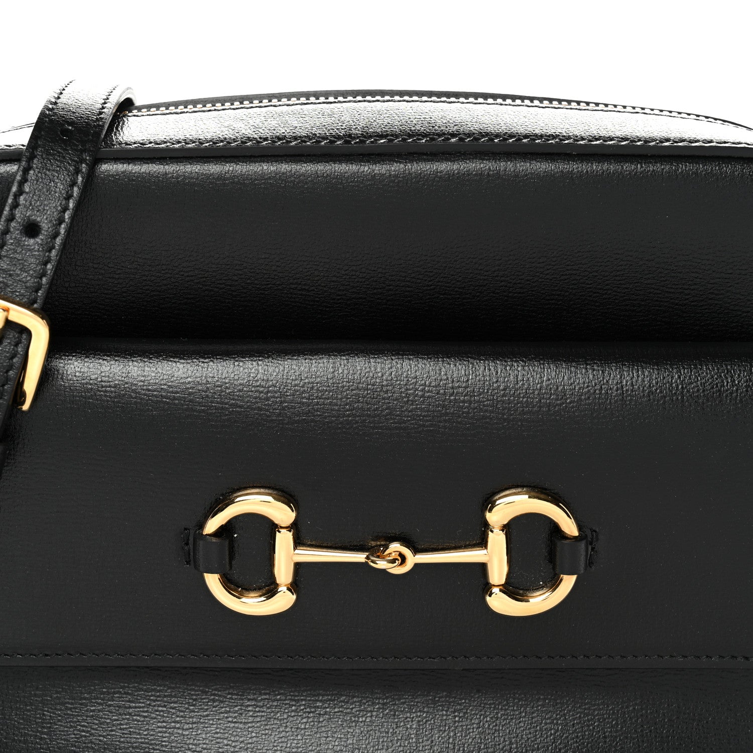 Gucci Textured Calfskin Small Horsebit 1955 Shoulder Bag Black