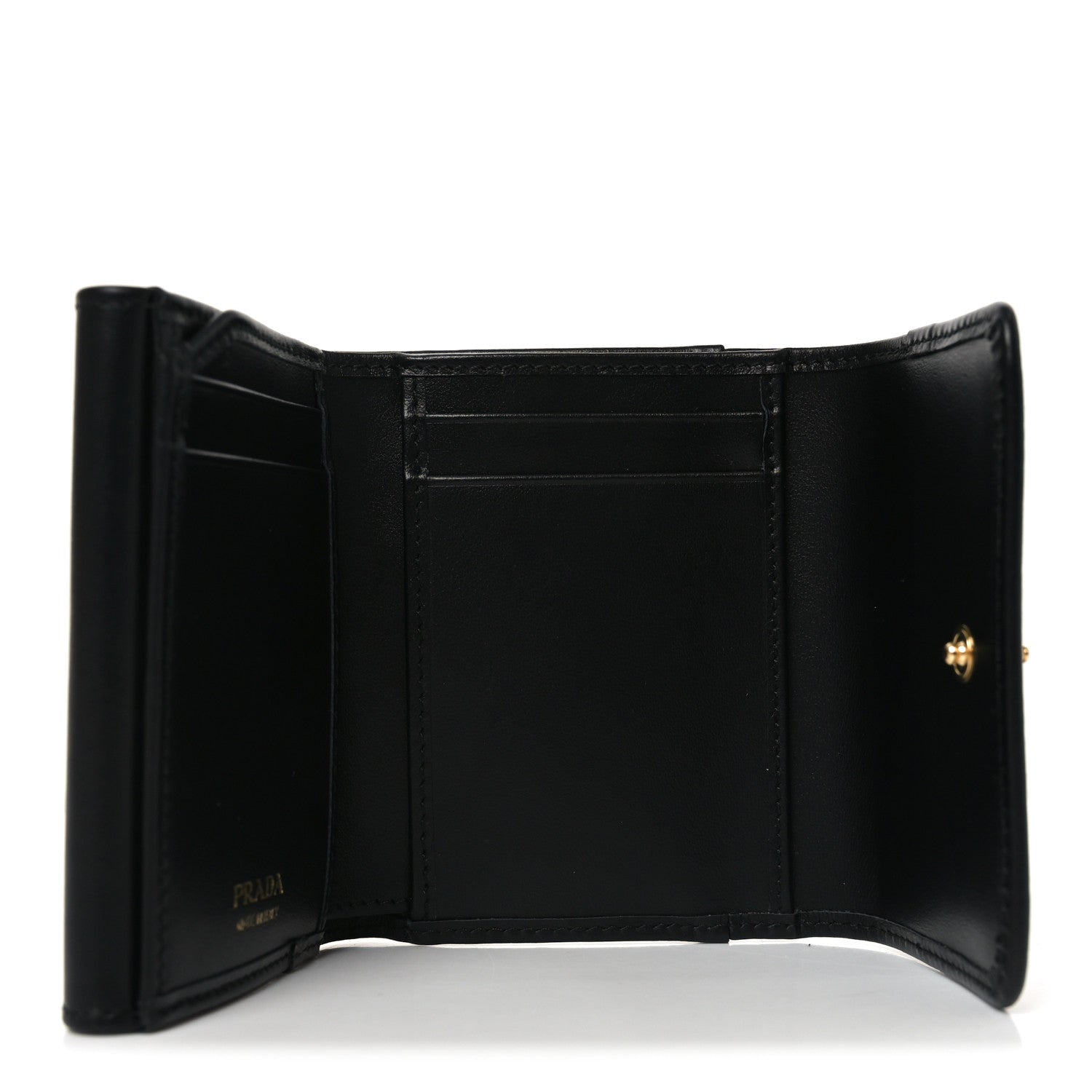 Prada Metal Tri-Fold Compact Wallet Black