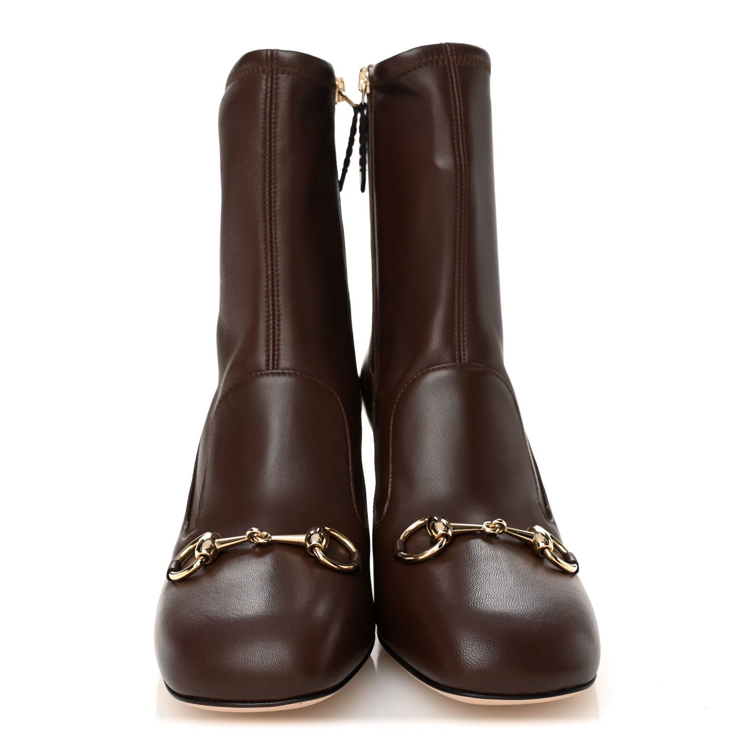 Gucci Nappa Horsebit Ankle Boots 37.5 New Chocolate