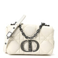 Christian Dior Calfskin Macrocannage Small Caro Bag White