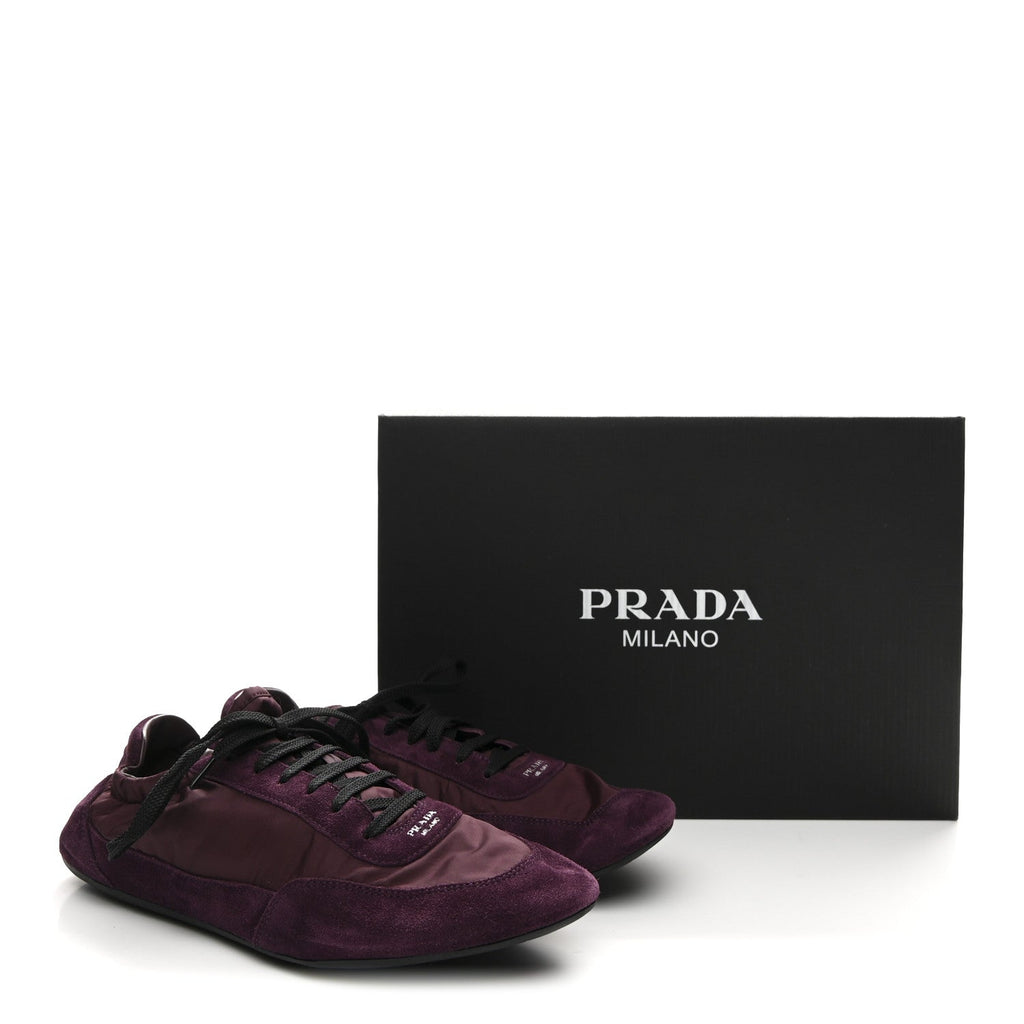 Prada Re-Nylon Suede Collapse Sneakers 39.5 Bordeaux
