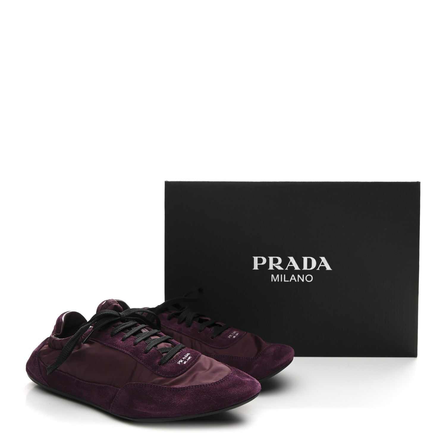 Prada Re-Nylon Suede Collapse Sneakers 39.5 Bordeaux