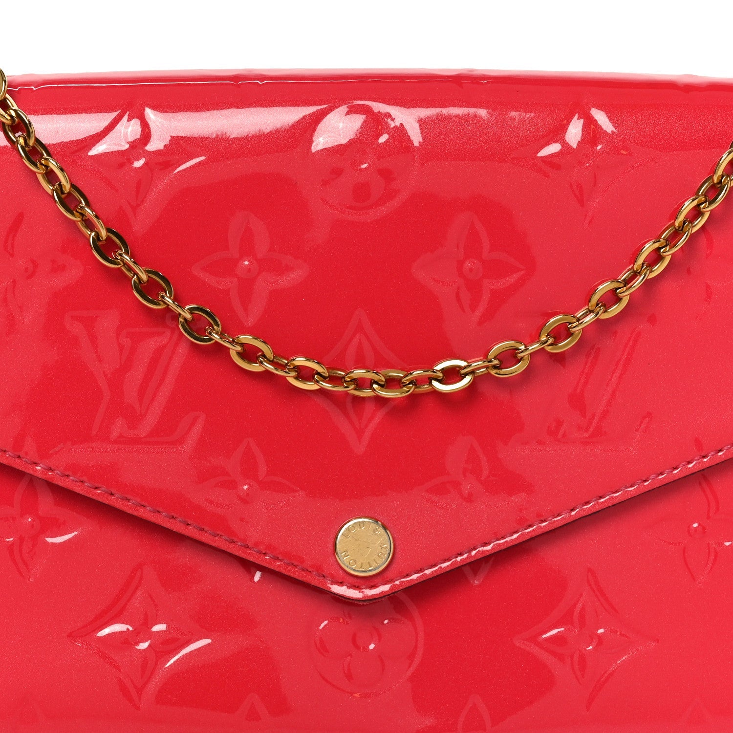 Louis Vuitton Vernis Felicie Pochette Chain Wallet Hot Pink