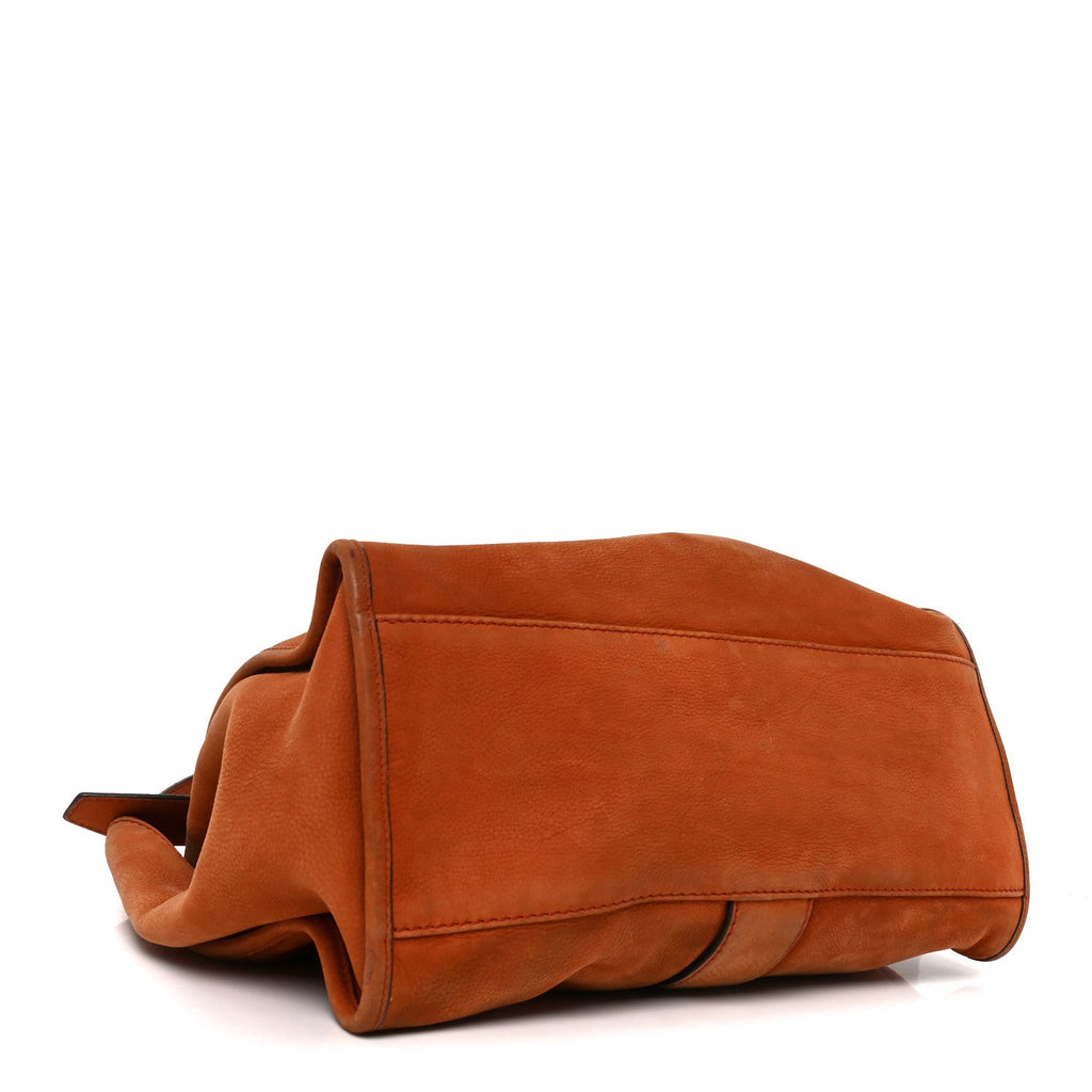 Gucci Nubuck Medium Soft Stirrup Shoulder Bag Orange