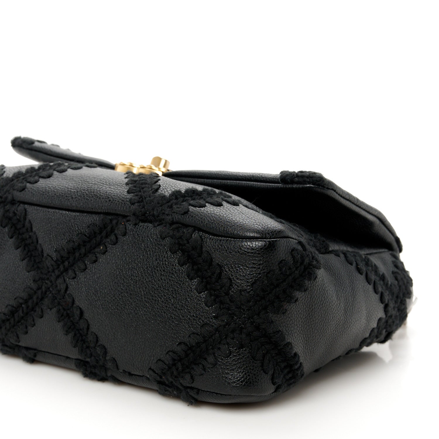 Chanel Calfskin Crochet Medium Chanel 19 Flap Black