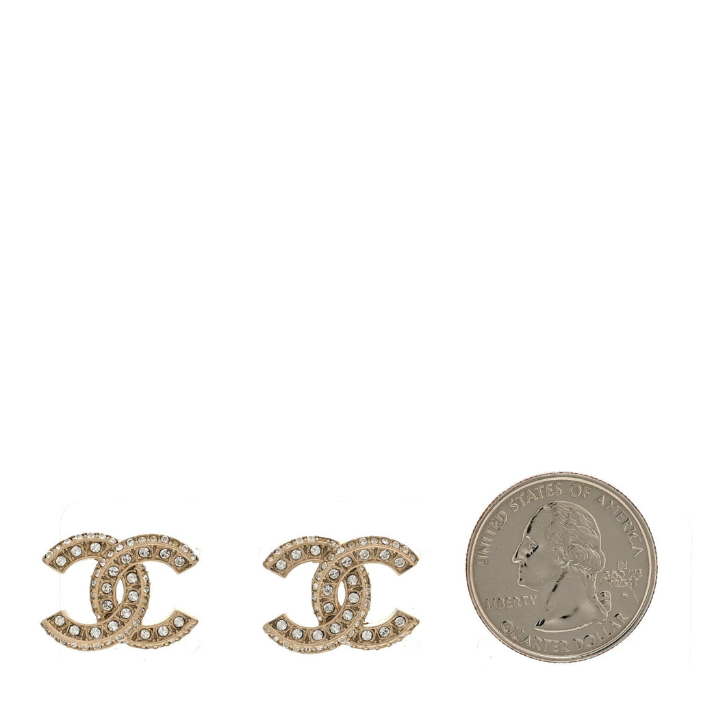 Crystal Timeless CC Earrings Light Gold