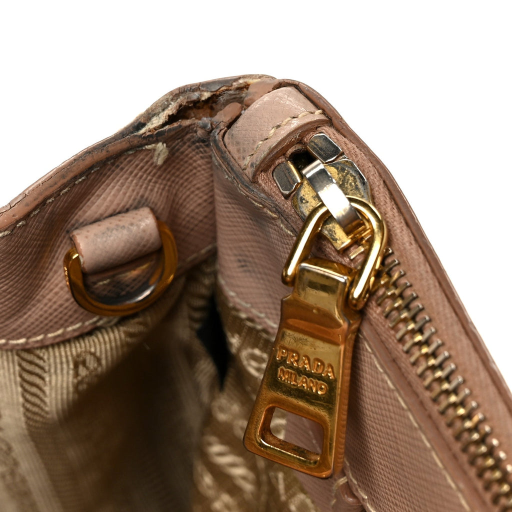 Prada Saffiano Small Galleria Double Zip Tote Cammeo