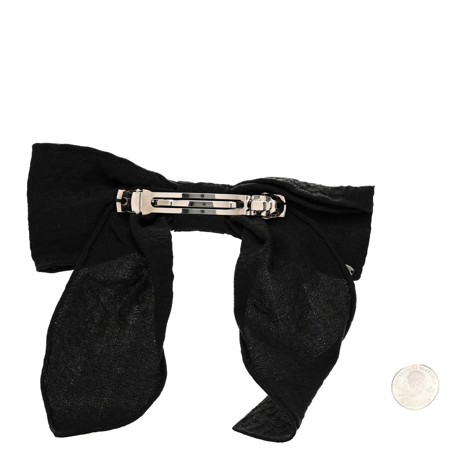 Chanel Silk Bow Hair Clip Black