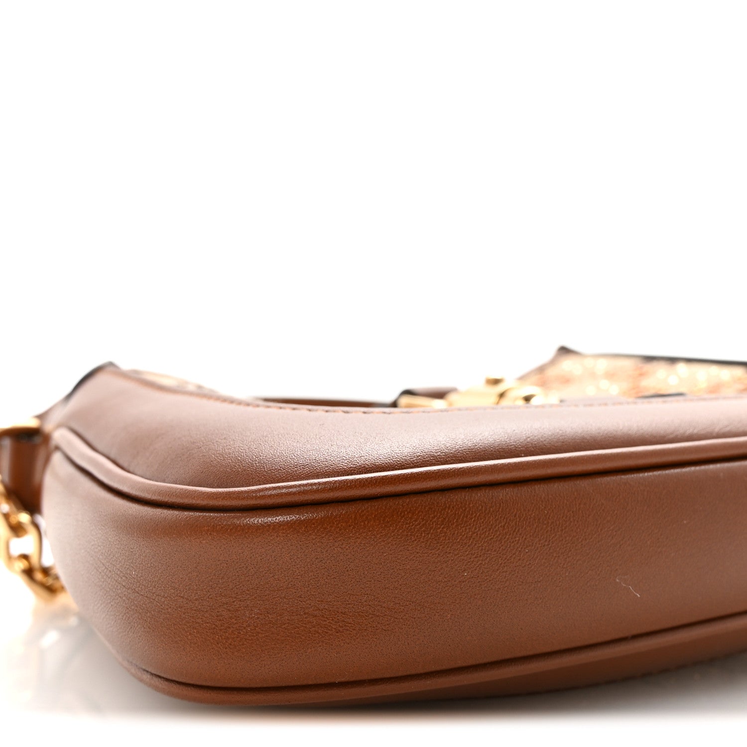 Gucci New Canvas Charisma Calfskin Crystal GG Monogram Mini Jackie 1961 Hobo Camel Ebony