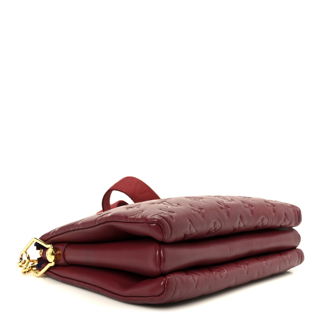 Louis Vuitton Lambskin Embossed Monogram Coussin PM Wine
