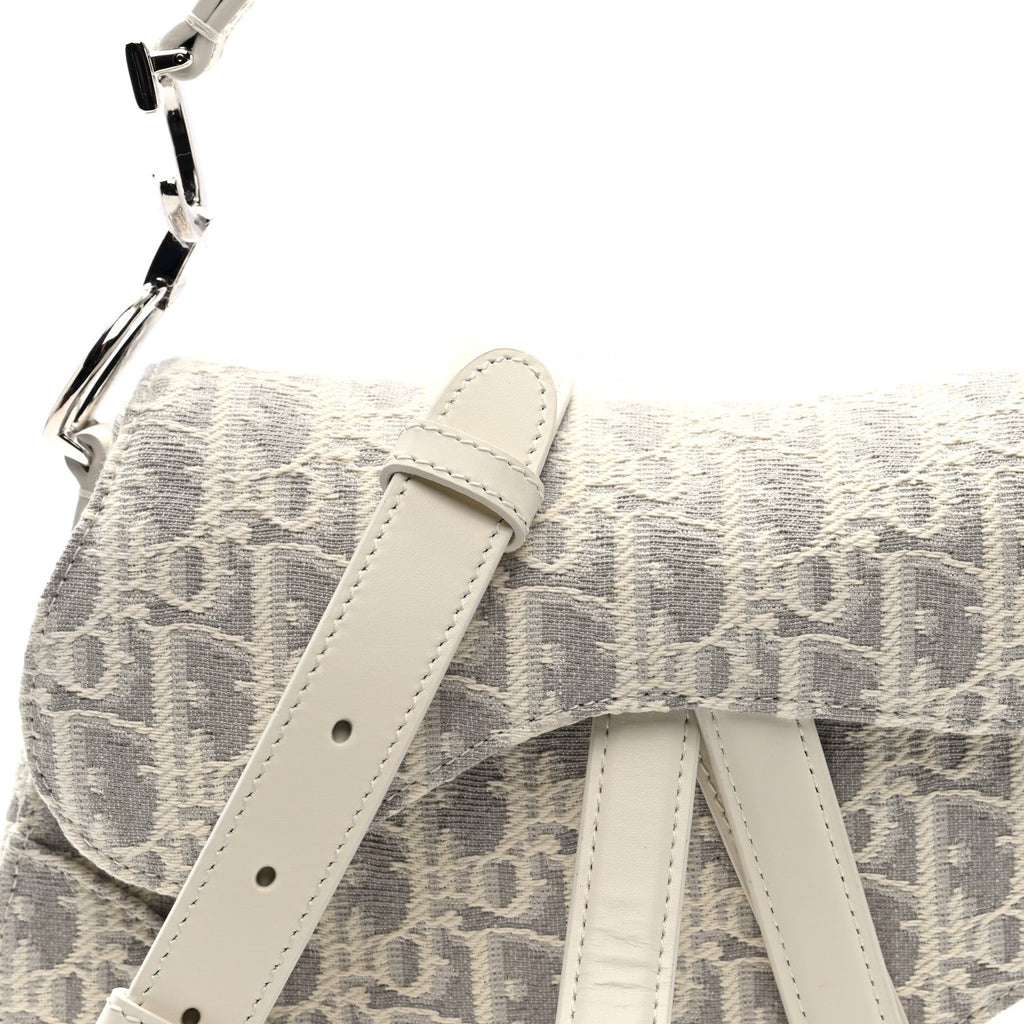 Christian Dior Oblique Mini Saddle Bag With Strap Latte Grey