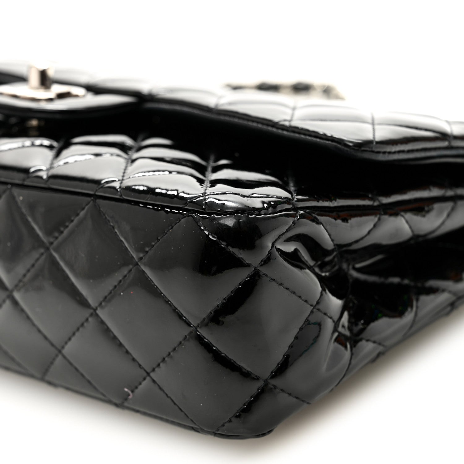 Chanel Patent Quilted Medium Double Flap Black