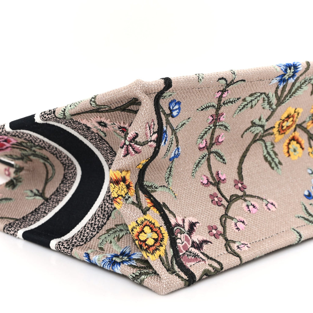 Christian Dior Canvas Embroidered Petites Fleurs Medium Book Tote Rose Multicolor