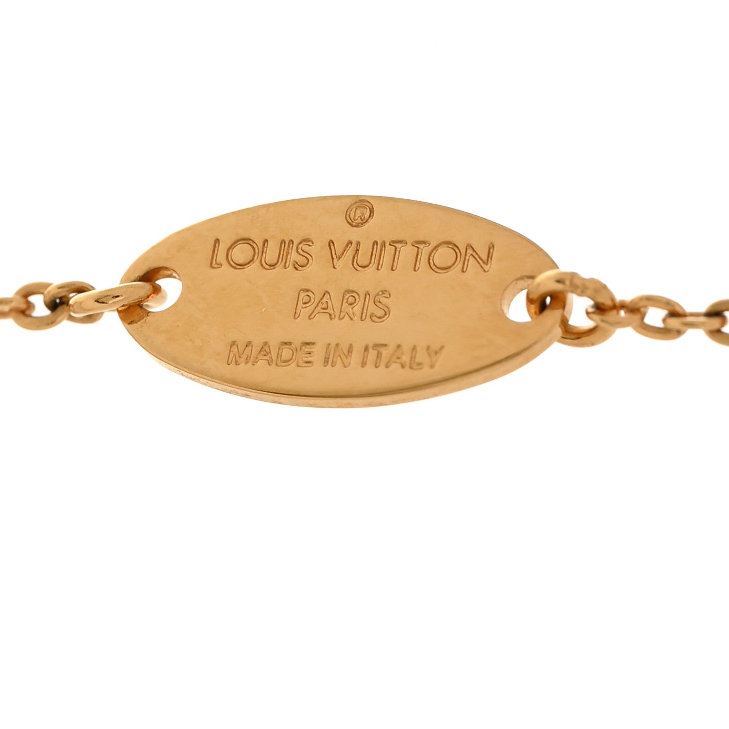 Louis Vuitton Nanogram Name Tag Necklace Gold