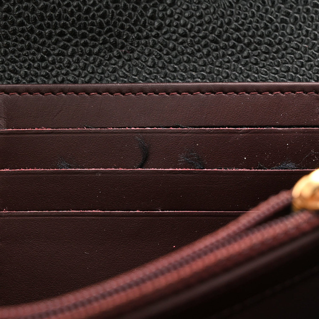 Caviar Quilted Large Gusset Flap Wallet Black