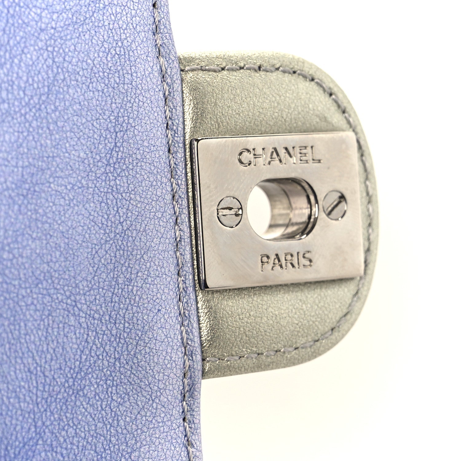 Chanel Gradient Metallic Calfskin Quilted Clutch Silver Blue Yellow Purple