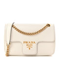 Prada Saffiano Flap Shoulder Bag Talco