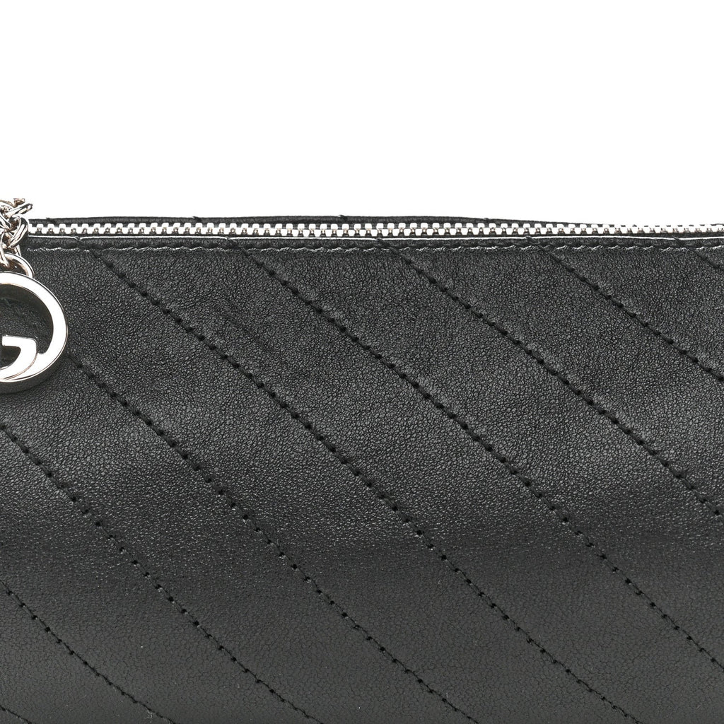 Gucci Sakai Be Green Calfskin Diagonal Stitched Mini Blondie Barrel Shoulder Bag Black