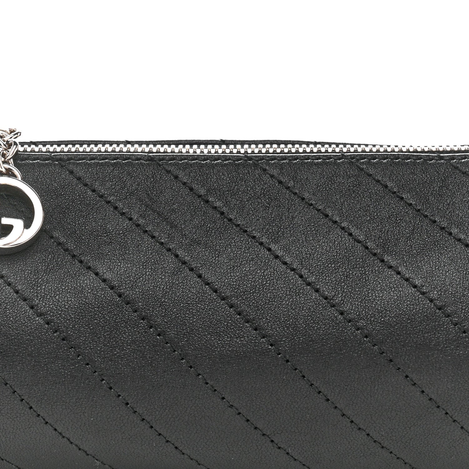 Gucci Sakai Be Green Calfskin Diagonal Stitched Mini Blondie Barrel Shoulder Bag Black
