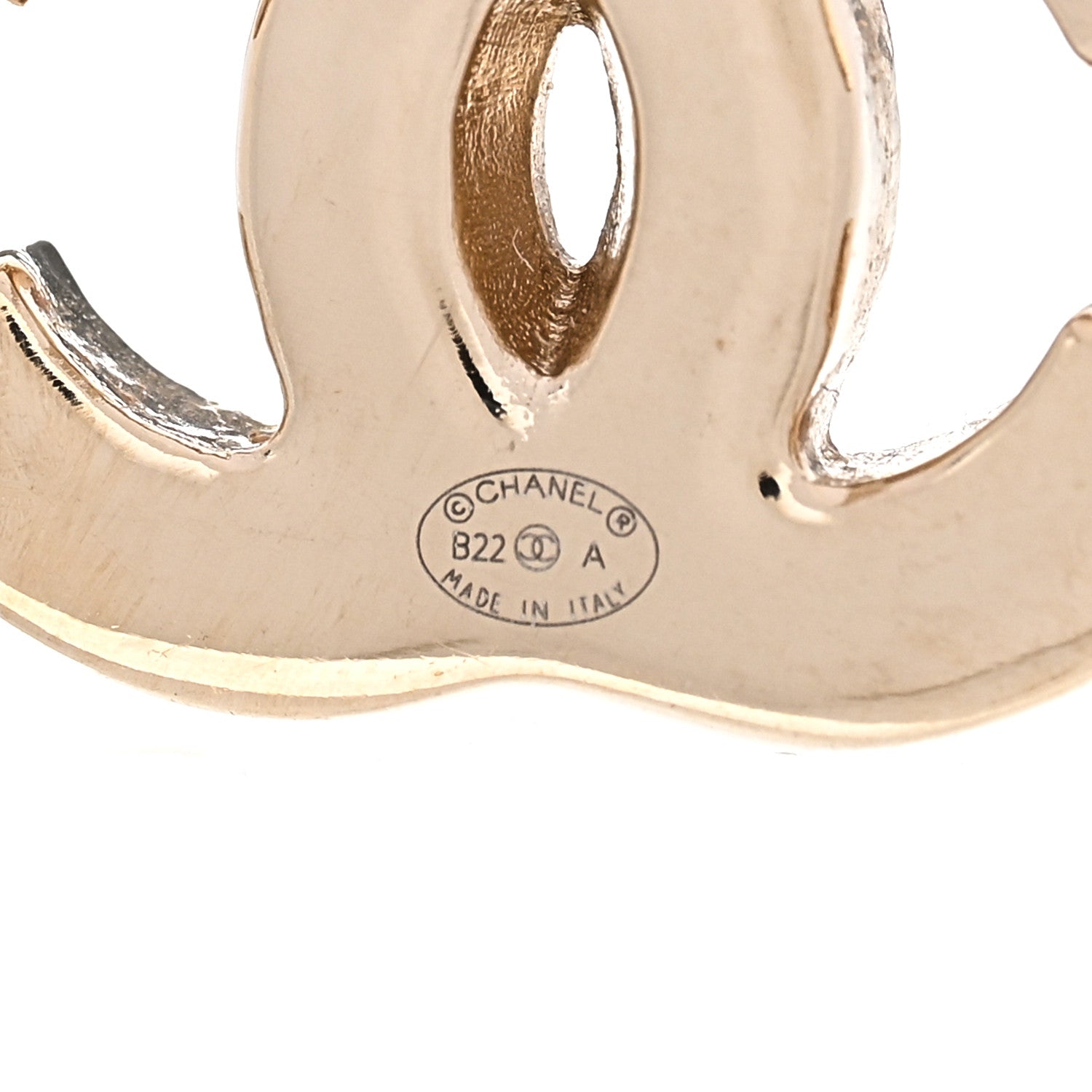 Metal Enamel CC Earrings Black Gold
