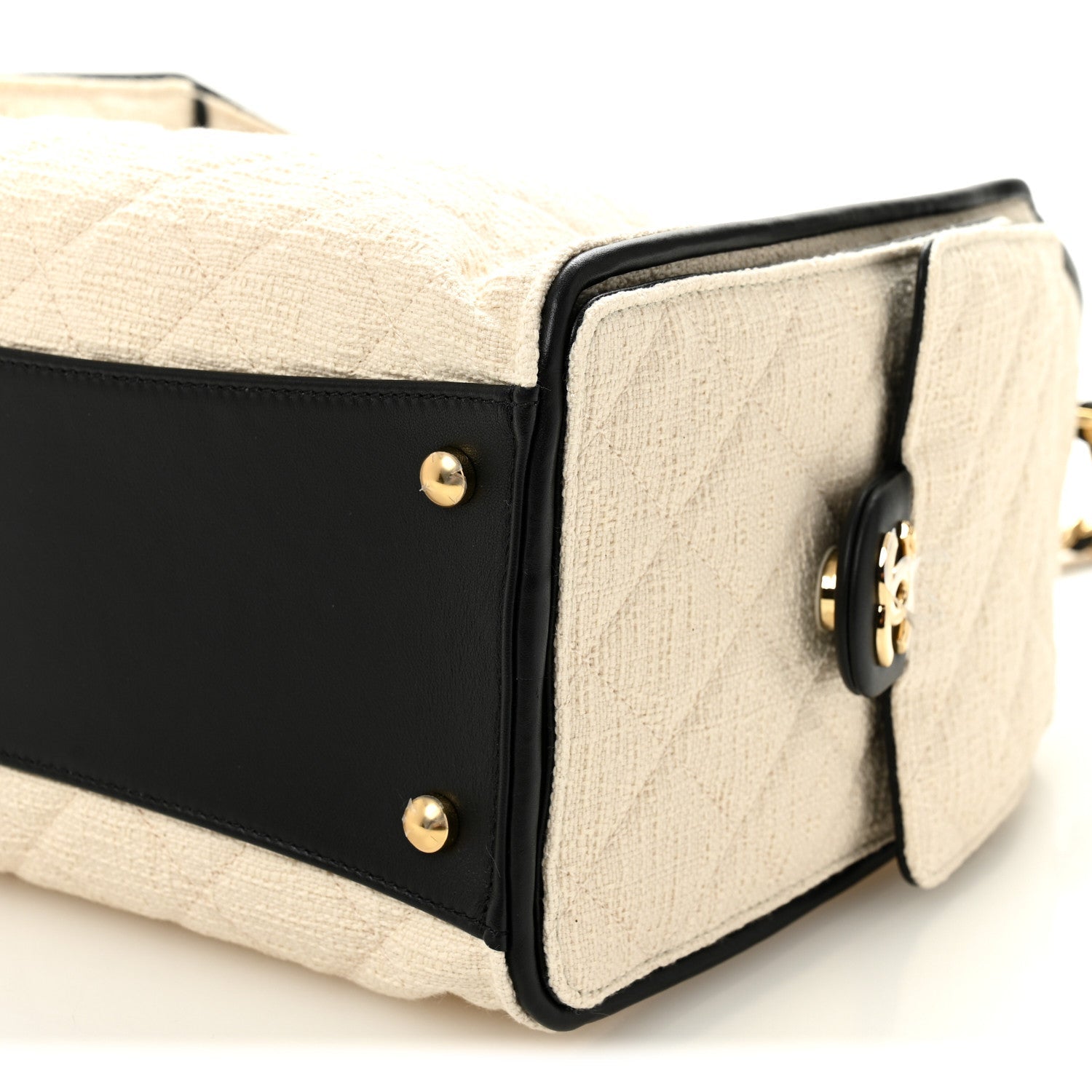 Chanel Braided Raffia Calfskin Quilted Small Chanel 25 Handbag White Black