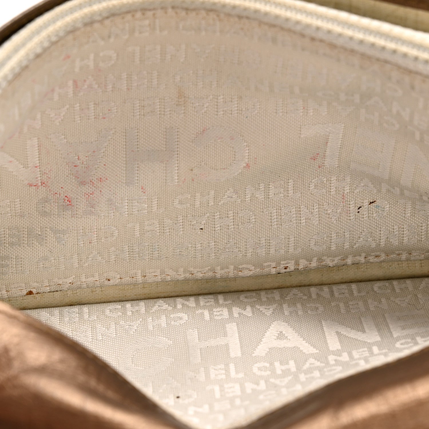 Metallic Aged Calfskin Quilted Cambon Yen Wallet Gold