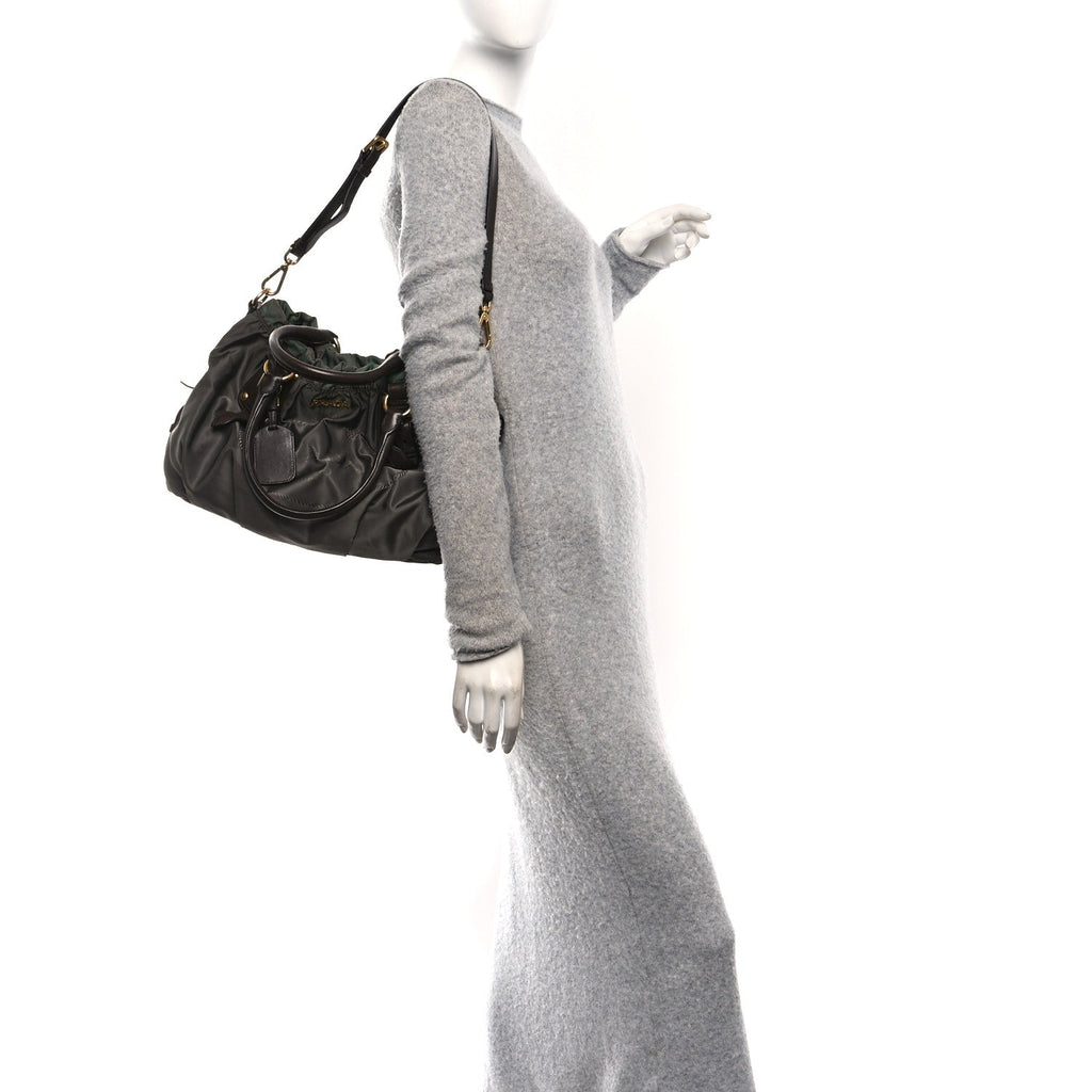 Prada Tessuto Nylon Jacquard Logo Tote  Bruciato Sughero