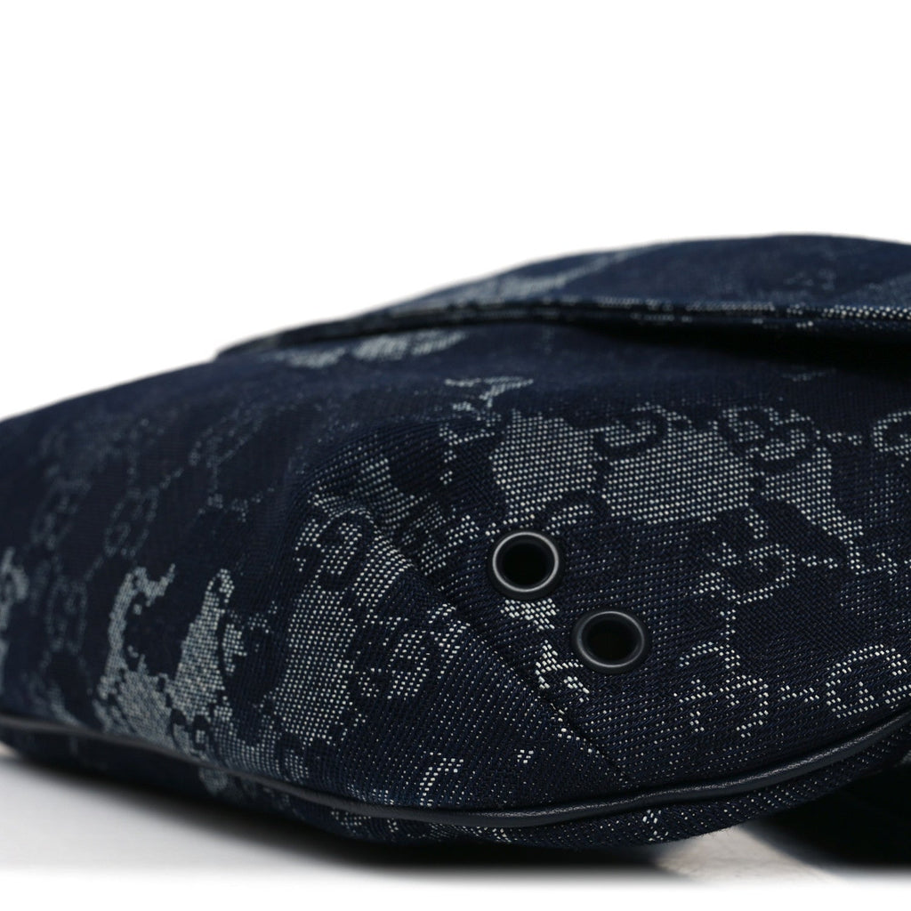 Gucci Denim Monogram Web Belt Bag Blue Multicolor