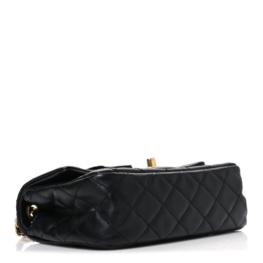 Chanel Lambskin Quilted Mini Romance Rectangular Flap Black