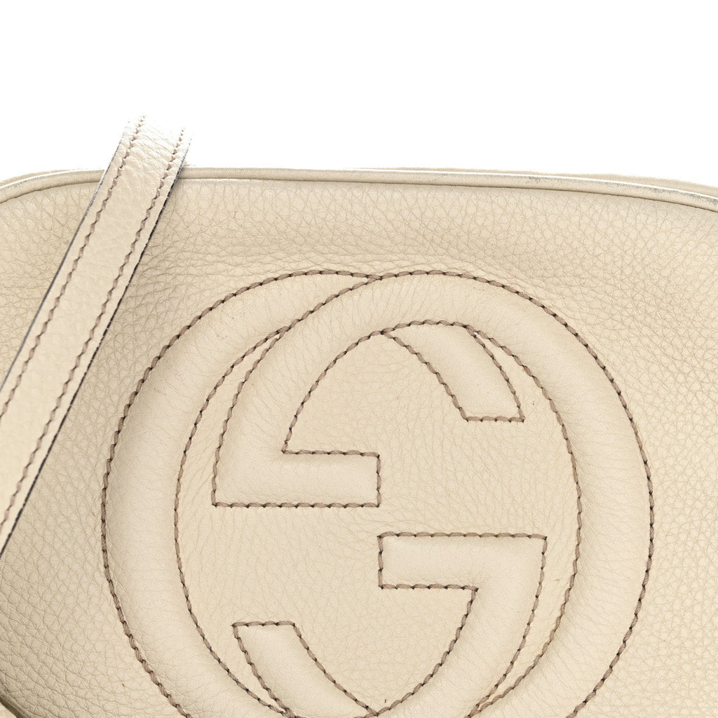 Gucci Pebbled Calfskin Small Soho Disco Bag Off White