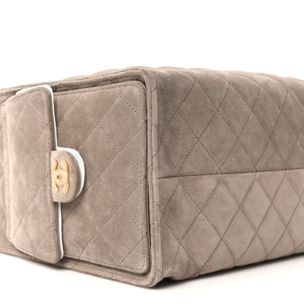 Chanel Suede Quilted Medium Chanel 25 Handbag Dark Grey