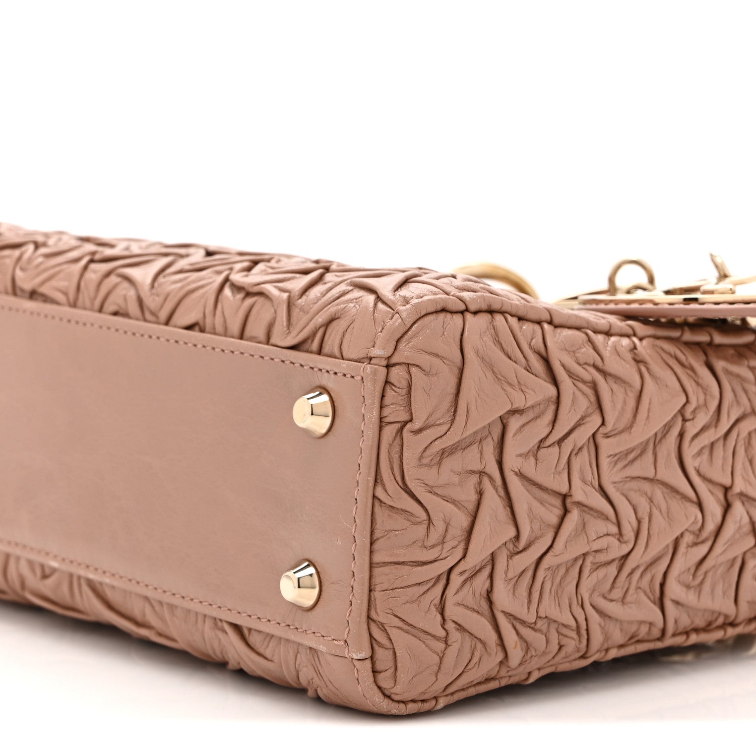 Christian Dior Lambskin Gathered Mini Lady Dior Fard
