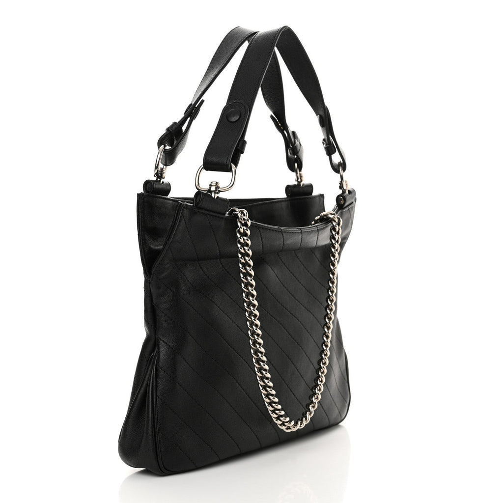 Gucci Sakai Be Green Calfskin Diagonal Stitched Small Blondie Tote Black