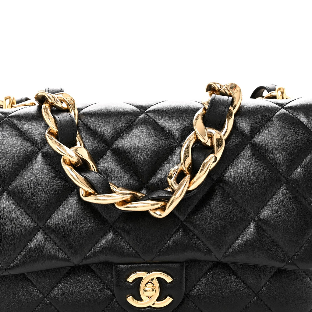 Chanel Lambskin Quilted Large CC Funky Town Flap Black
