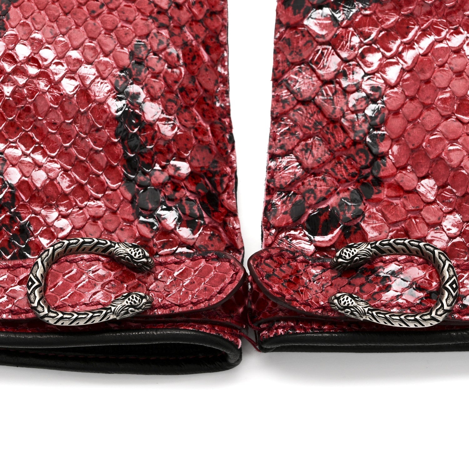 Gucci Snakeskin Lambskin Dionysus Gloves 6.5 Red