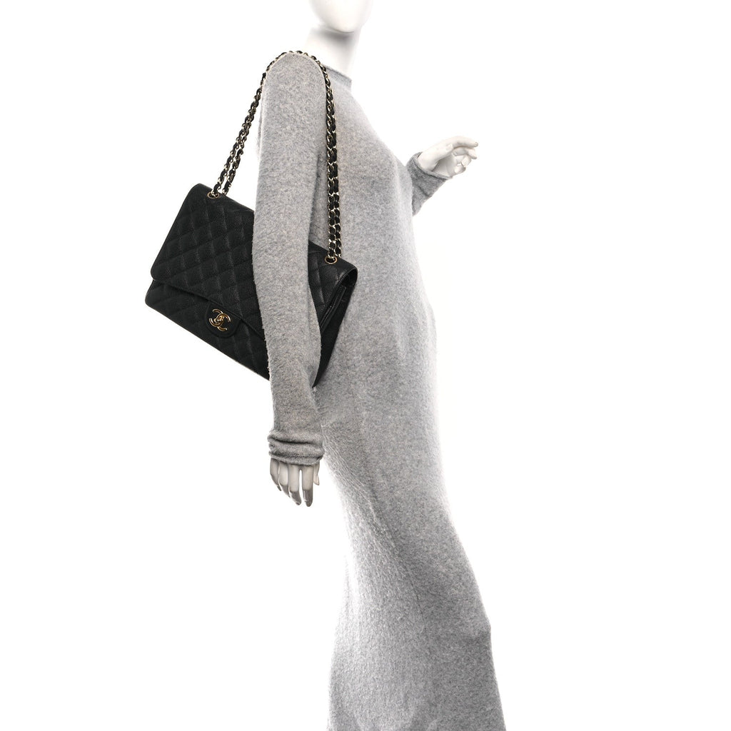 Chanel Caviar Quilted Maxi Double Flap Black