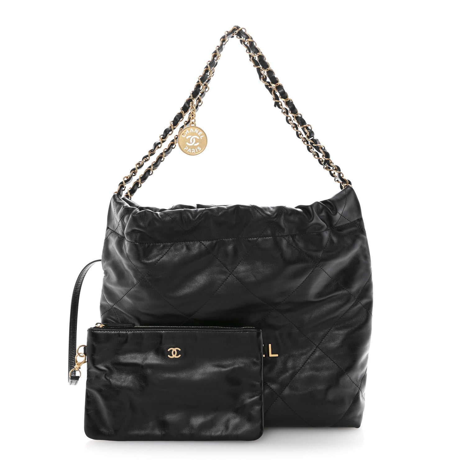 Chanel Shiny Calfskin Quilted Small Chanel 22 Black