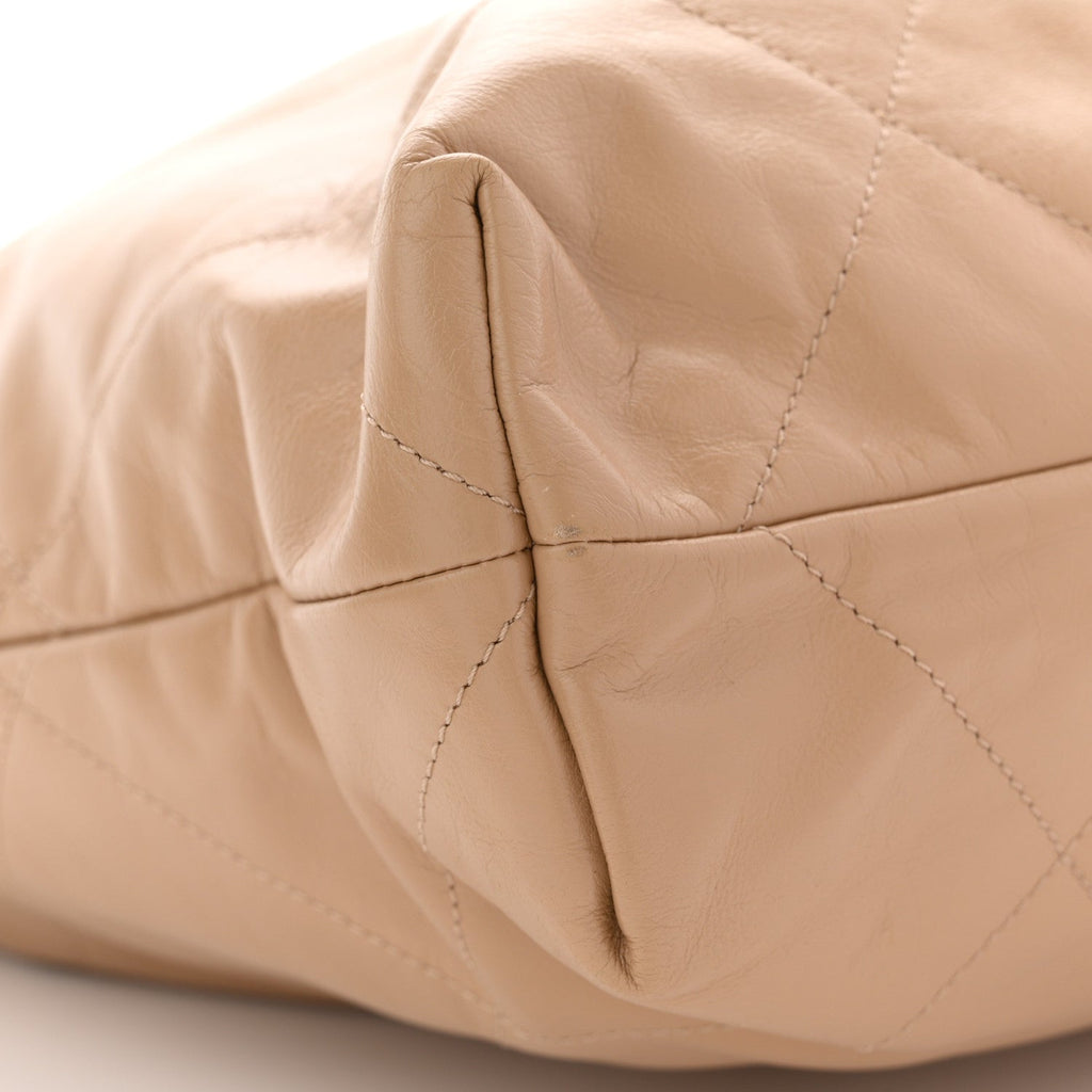 Chanel Shiny Calfskin Quilted Chanel 22 Beige