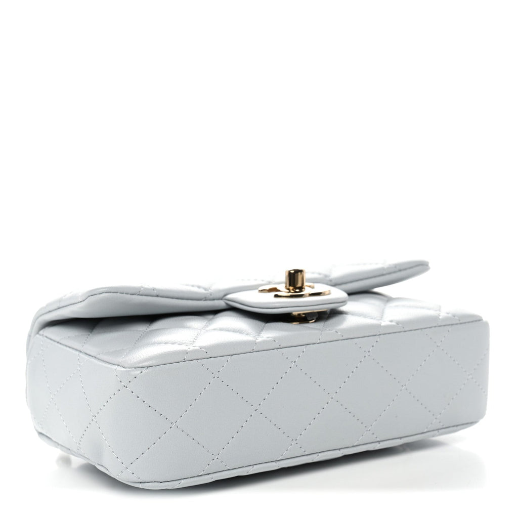 Chanel Lambskin Quilted Extra Mini Rectangular Flap Light Blue