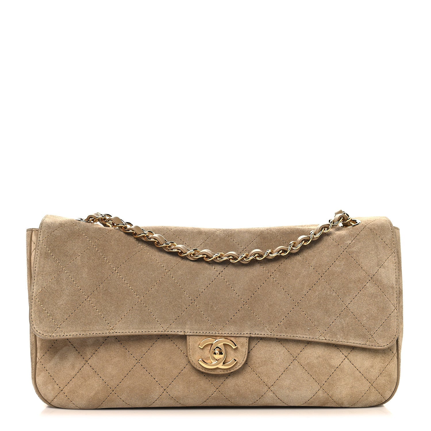 Chanel Suede Calfskin Small Souplissimo Maxi Flap Dark Beige