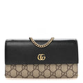 Gucci Dollar Calfskin GG Supreme Monogram Petite GG Marmont Wallet Chain Bag Black Beige Ebony