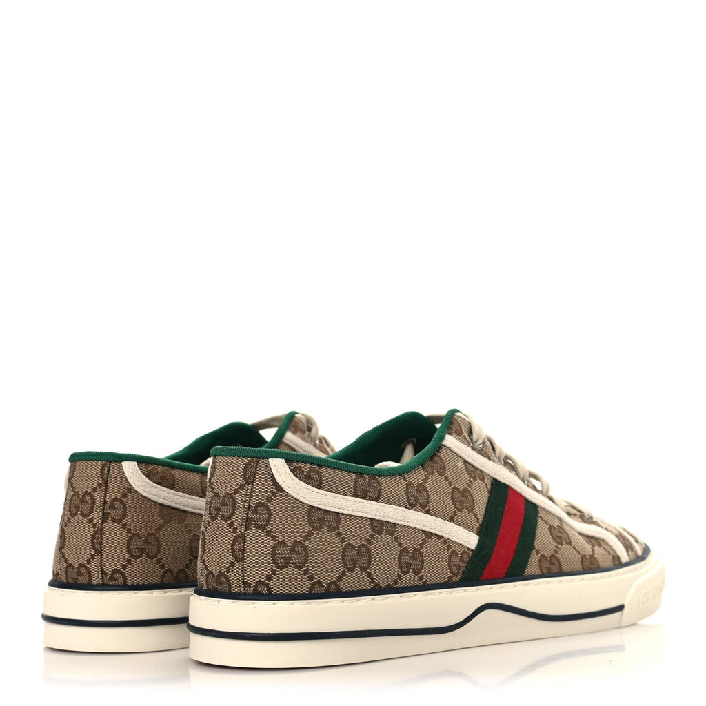 Gucci GG Monogram Web Mens 1977 Tennis Sneakers 11 Beige Ebony Mystic White Vert