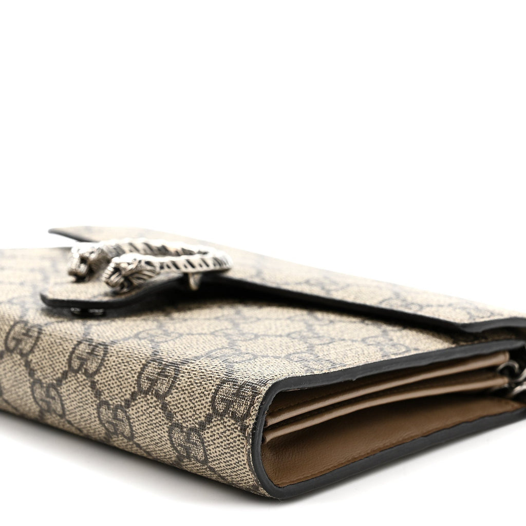 Gucci GG Supreme Monogram Mini Dionysus Chain Wallet Beige Taupe