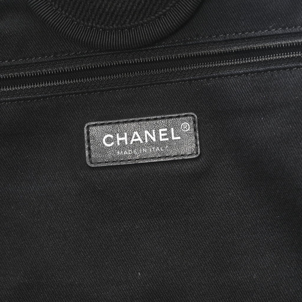 Chanel Canvas Pearl Medium Deauville Tote Black