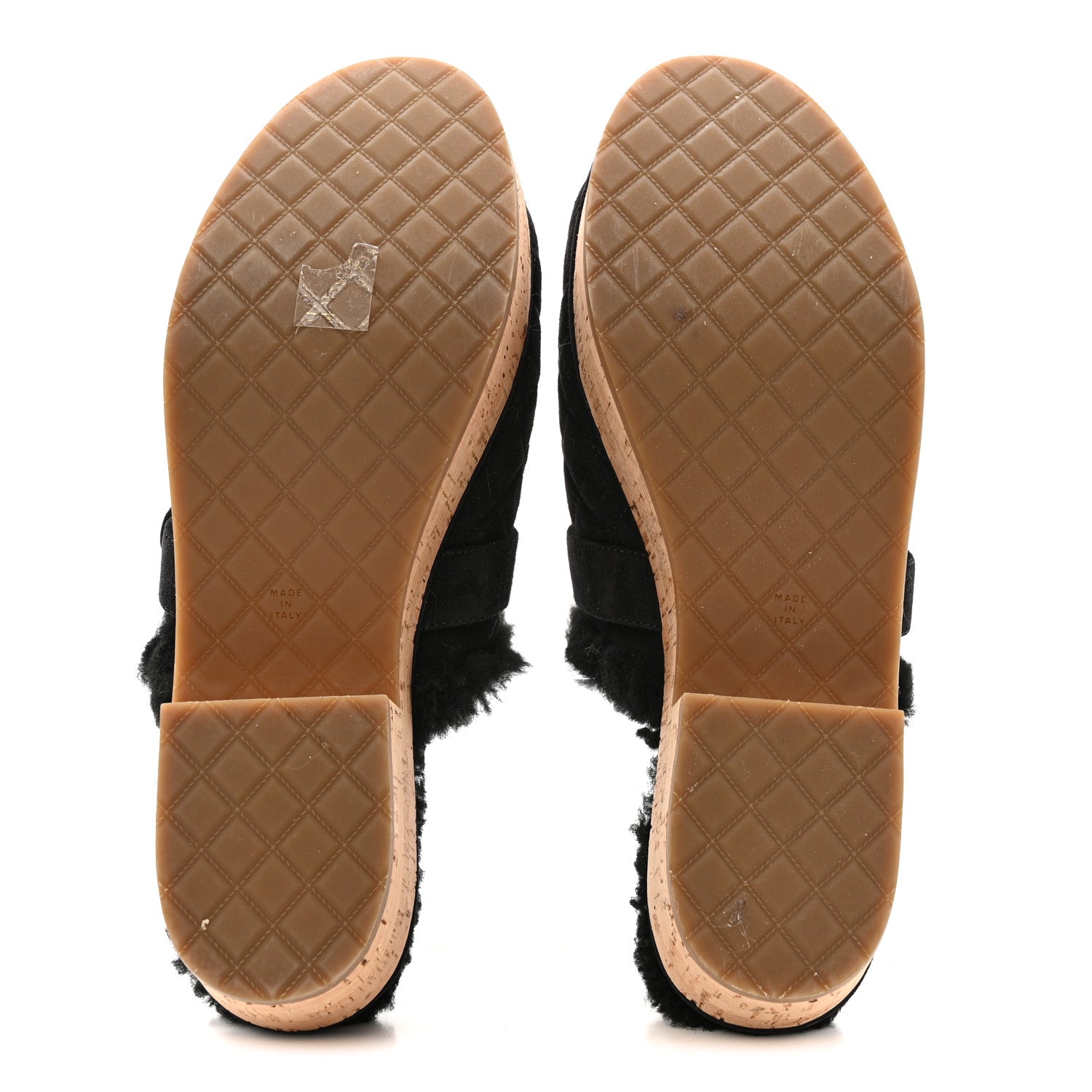 Chanel Suede Calfskin Shearling Turn Lock Clogs 41 Black