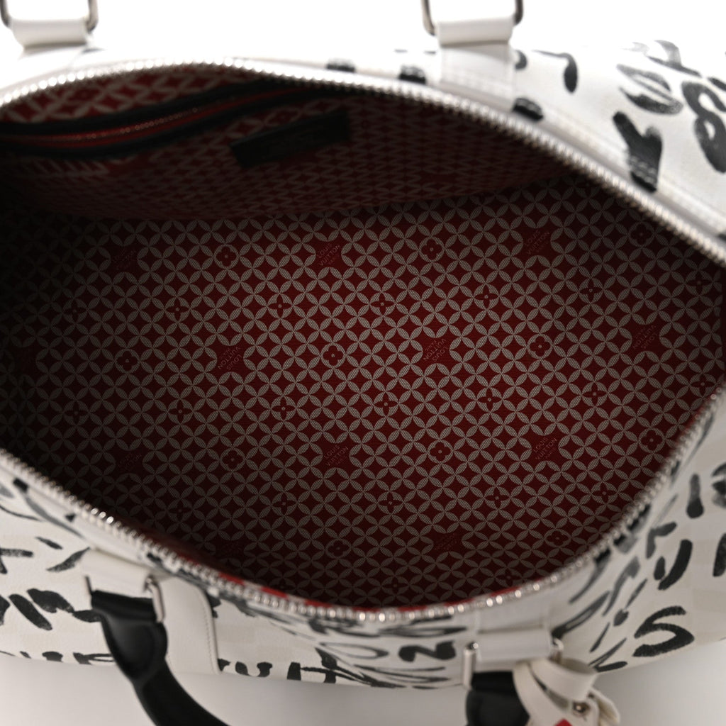 Louis Vuitton Cowhide Damier LV Dynasty Keepall Bandouliere 50 White Black