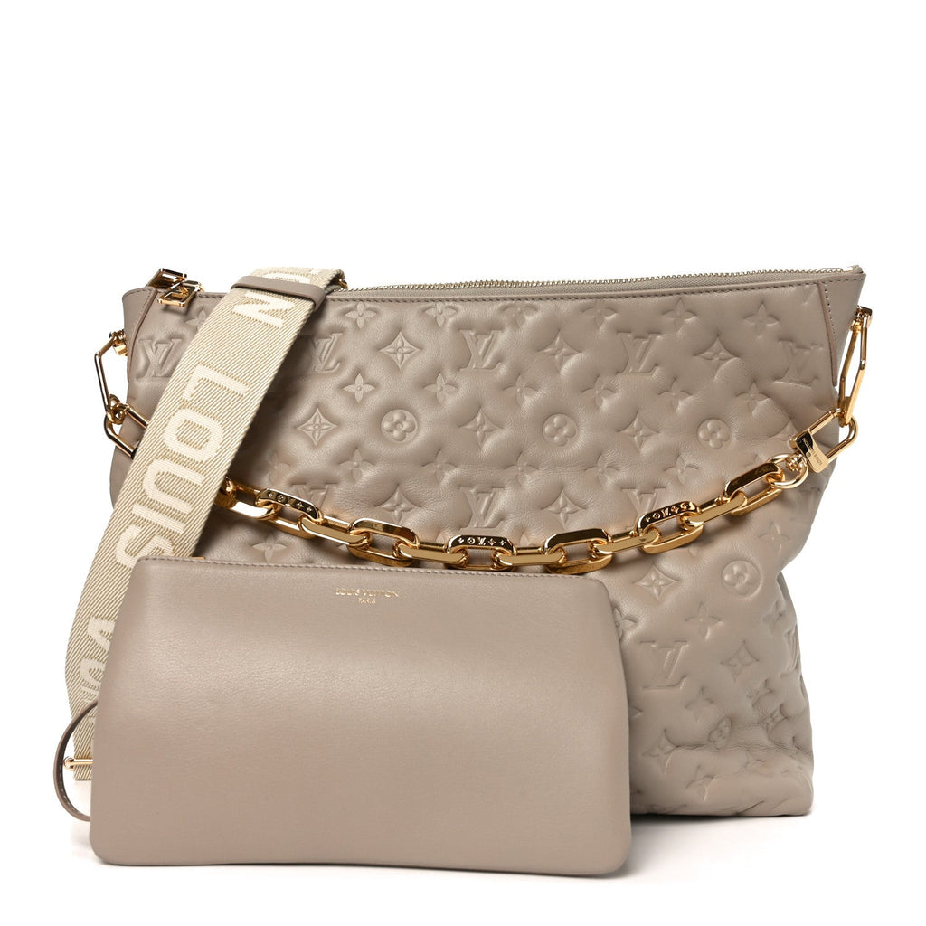 Louis Vuitton Lambskin Embossed Monogram Coussin Hobo MM Galet